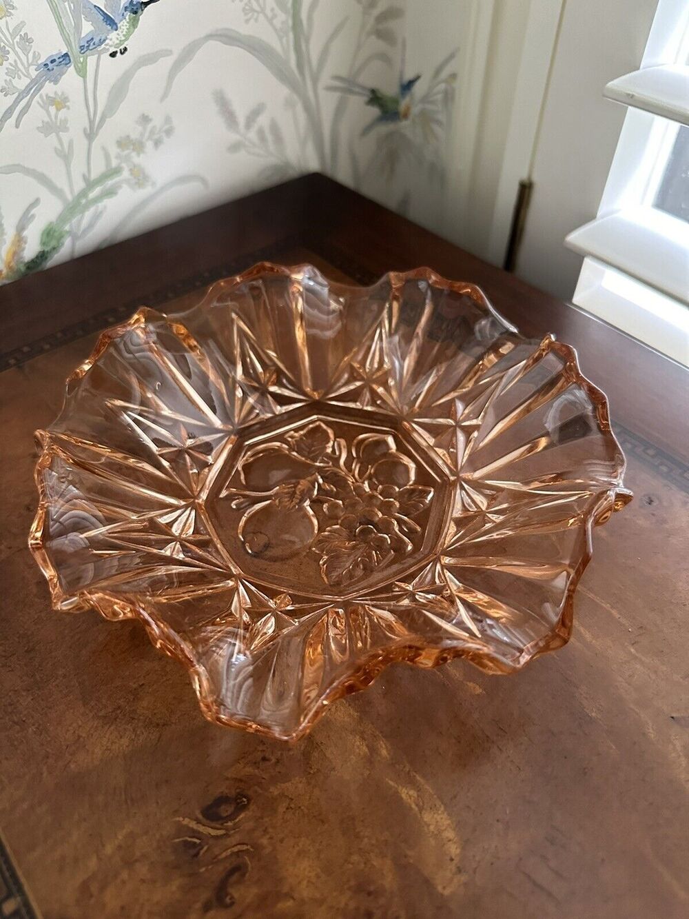 Indiana Glass Company Pink Depression Glass Ruffled Edge Bowl - Vintage Beauty